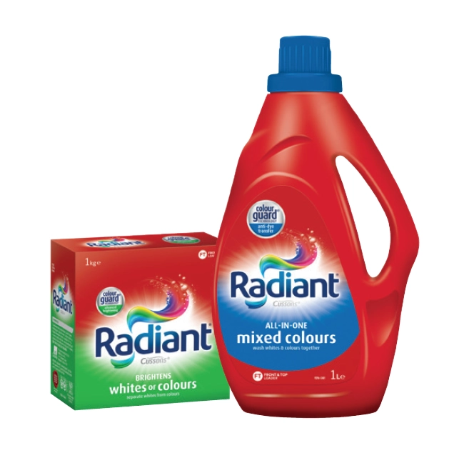 Radiant Laundry Detergent Powder Mixed Colour Wash 1kg or Liquid Mixed Colour Wash 1 Litre