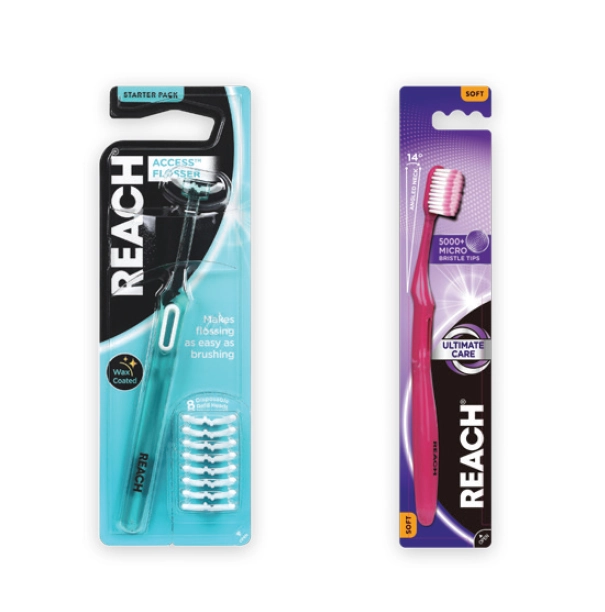 Reach Flosser Clean Paste Starter Pack, Toothbrush Ultimate Care