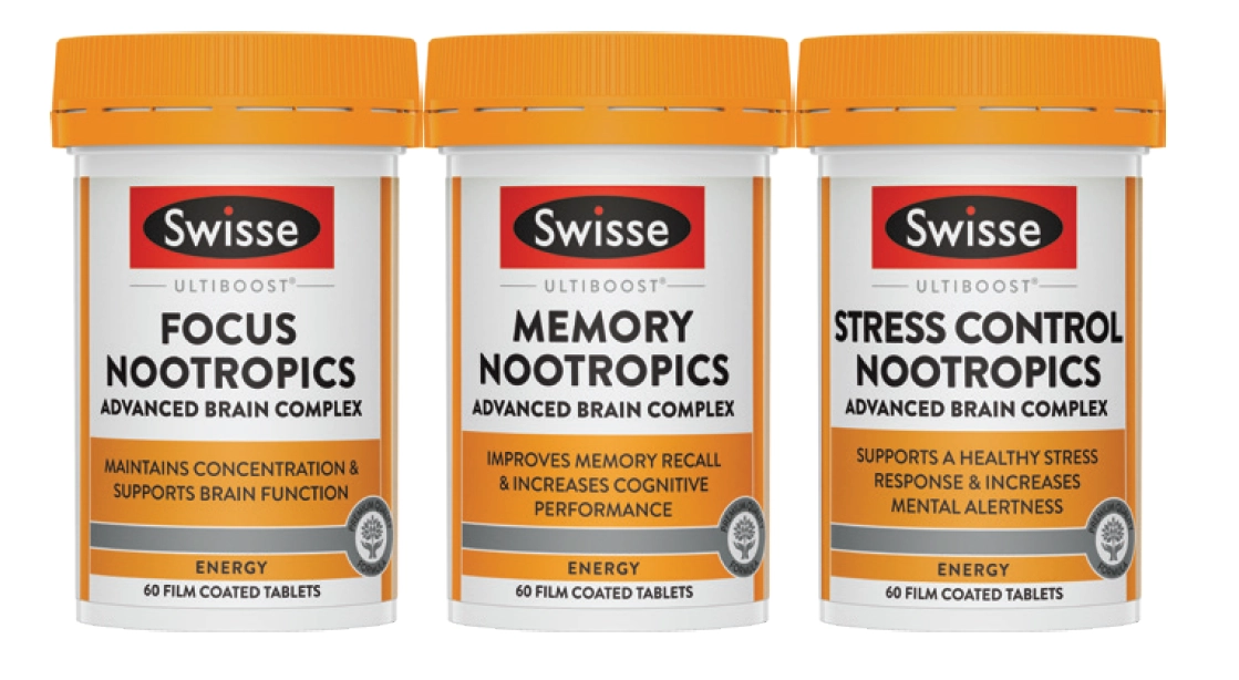 Swisse Ultiboost Focus, Memory or Stress Control Nootropics 60 Tablets