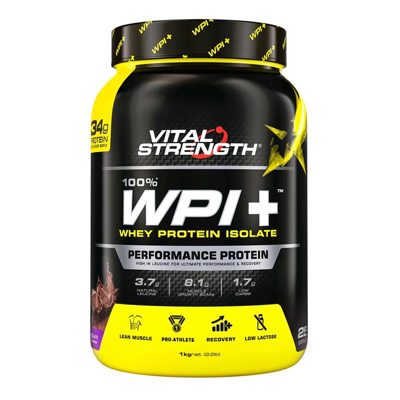 Vital Strength WPI Plus 100 Whey Protein Isolate Chocolate 1Kg