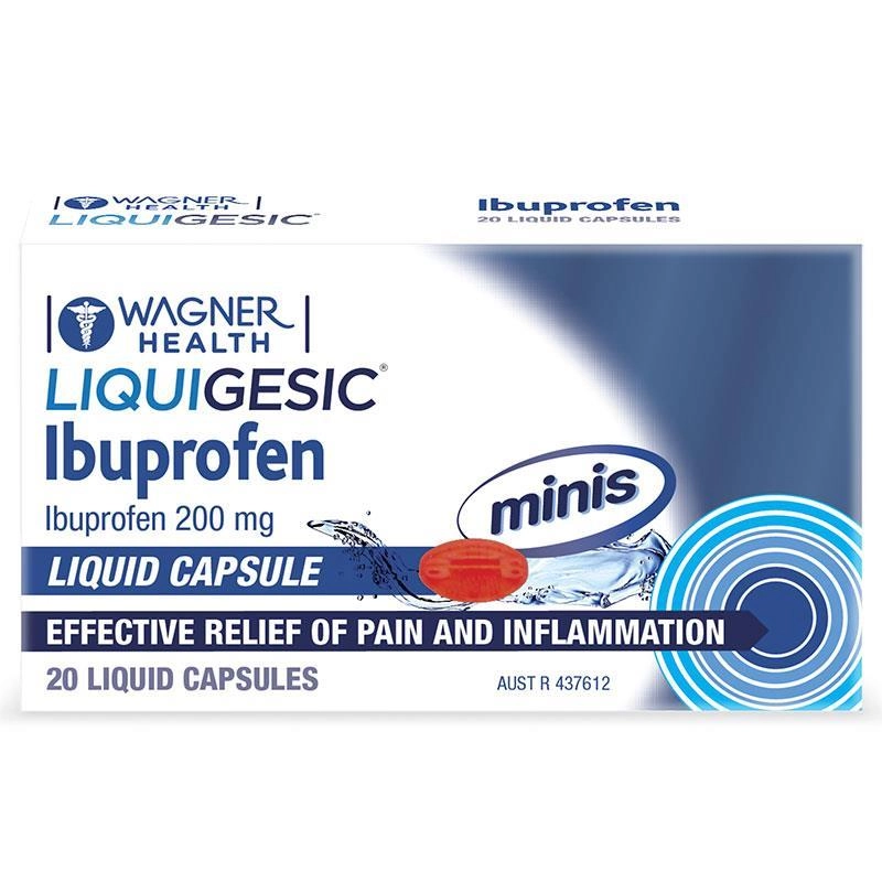 Wagner Health Liquigesic Minis Ibuprofen 200mg 20 Liquid Capsules