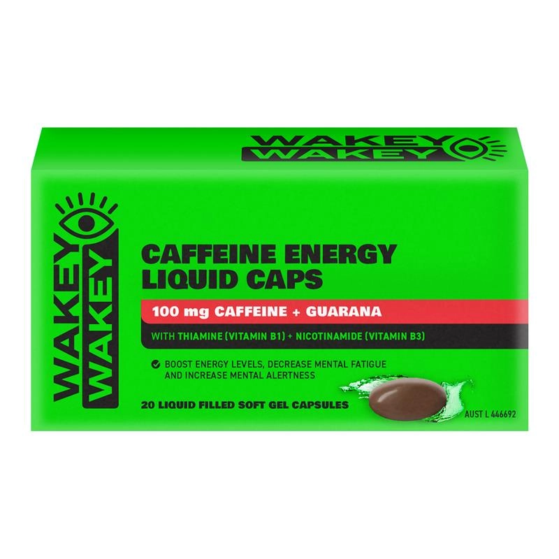 Wakey Wakey Caffeine Energy Liquid Caps 20 Pack