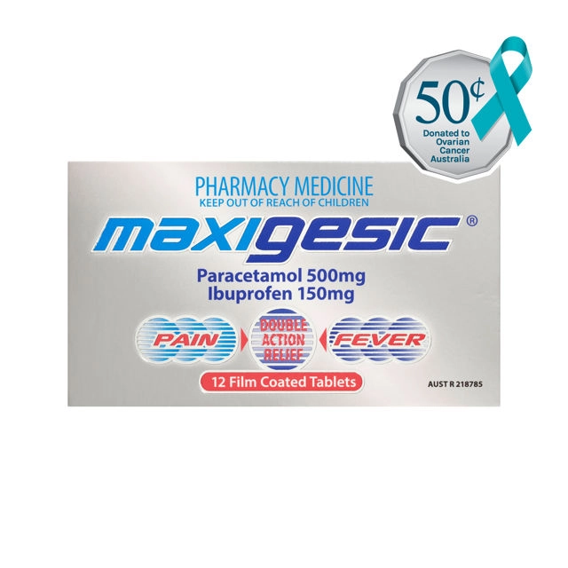 Maxigesic Paracetamol 500mg + Ibuprofen 150mg 12 Tablets