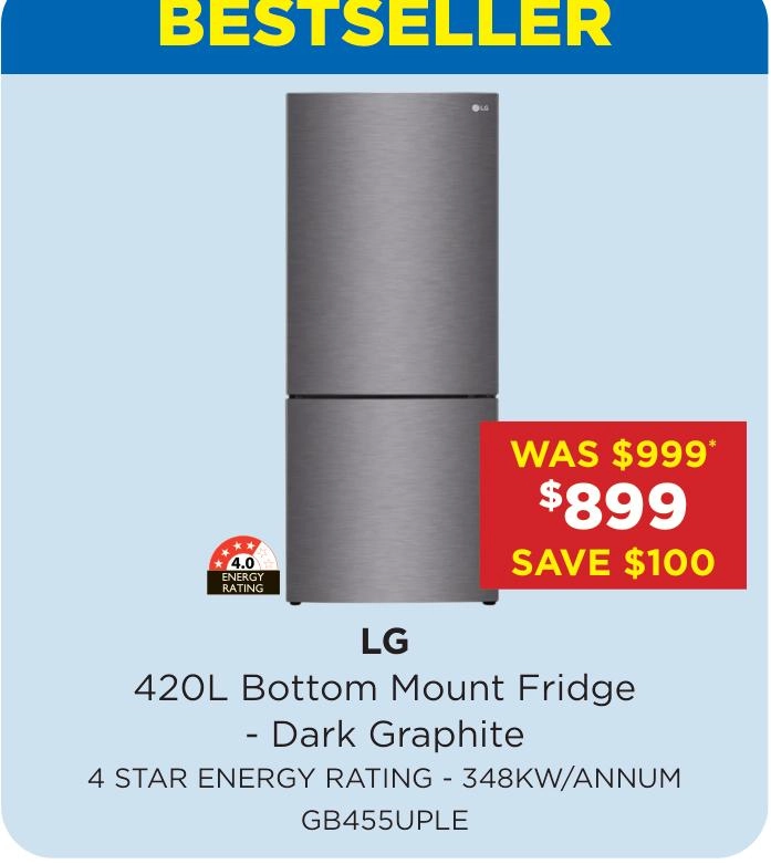 LG 420L Bottom Mount Fridge - Dark Graphite