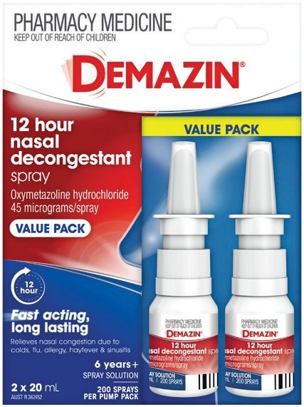 Demazin 12 Hour Nasal Decongestant Spray 2 x 20mL