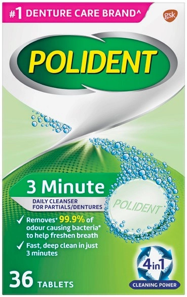 Polident 3 Minute Daily Cleanser 36 Tablets