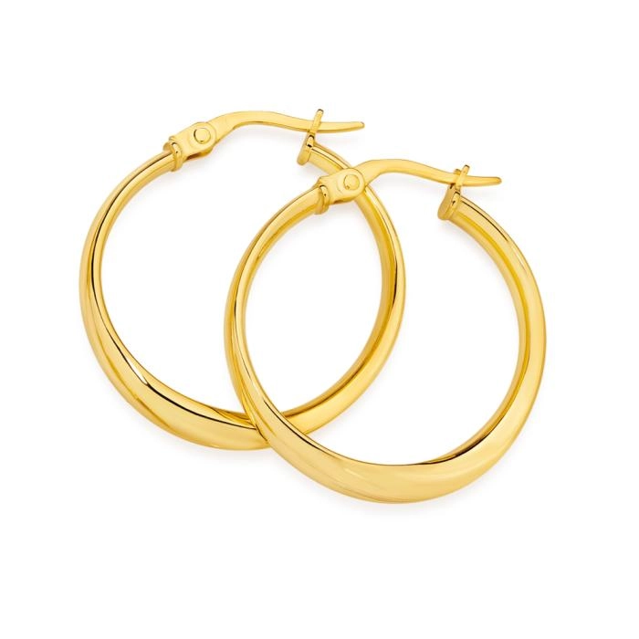 9ct Gold 12mm Slight Twist Hoop Earrings