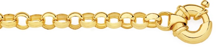 9ct Gold 19cm Solid Belcher Bolt Ring Bracelet