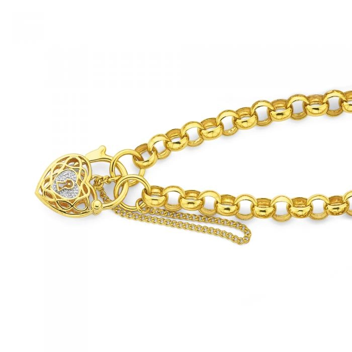 9ct Gold 19cm Solid Belcher Padlock Bracelet