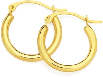 9ct Gold 2x12mm Polished Hoop Earrings