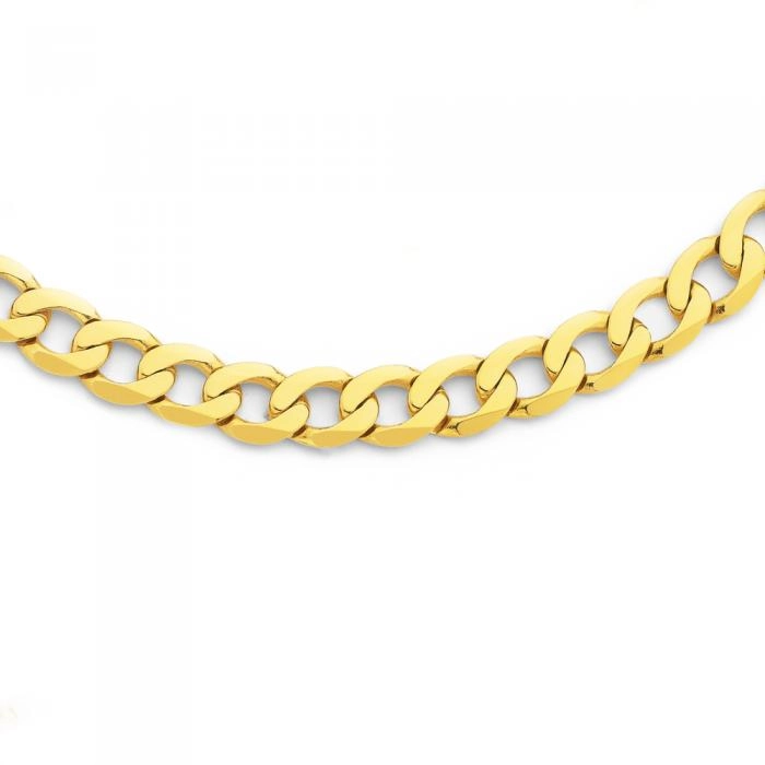 9ct Gold 55cm Solid Bevelled Curb Gents Chain