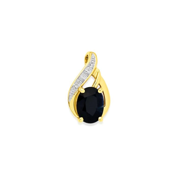 9ct Gold Black Sapphire & Diamond Slider Pendant