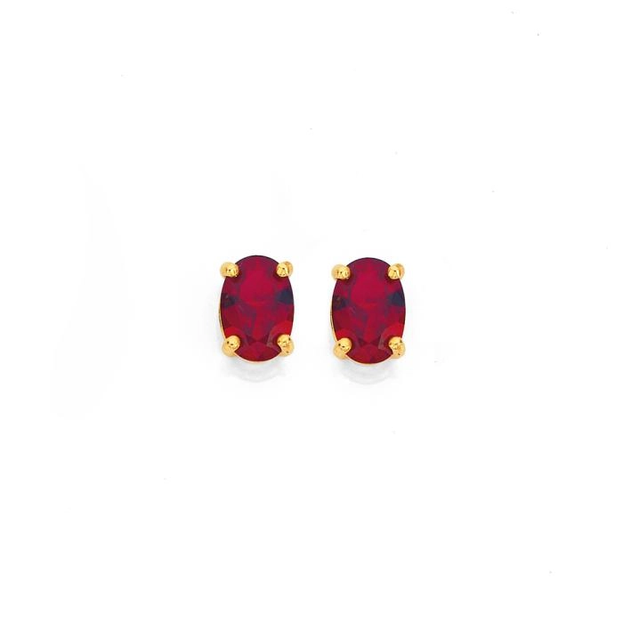 9ct Gold Created Ruby Stud Earrings