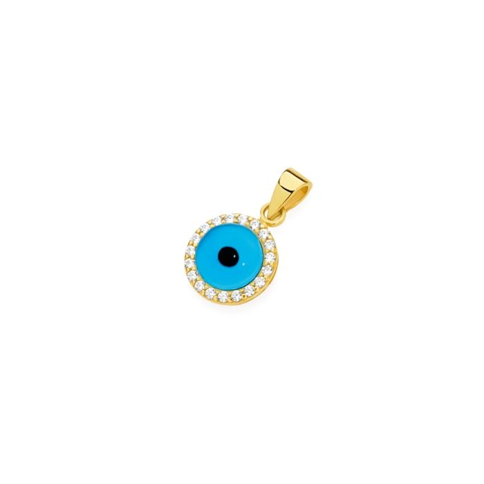 9ct Gold Cubic Zirconia Evil Eye Pendant