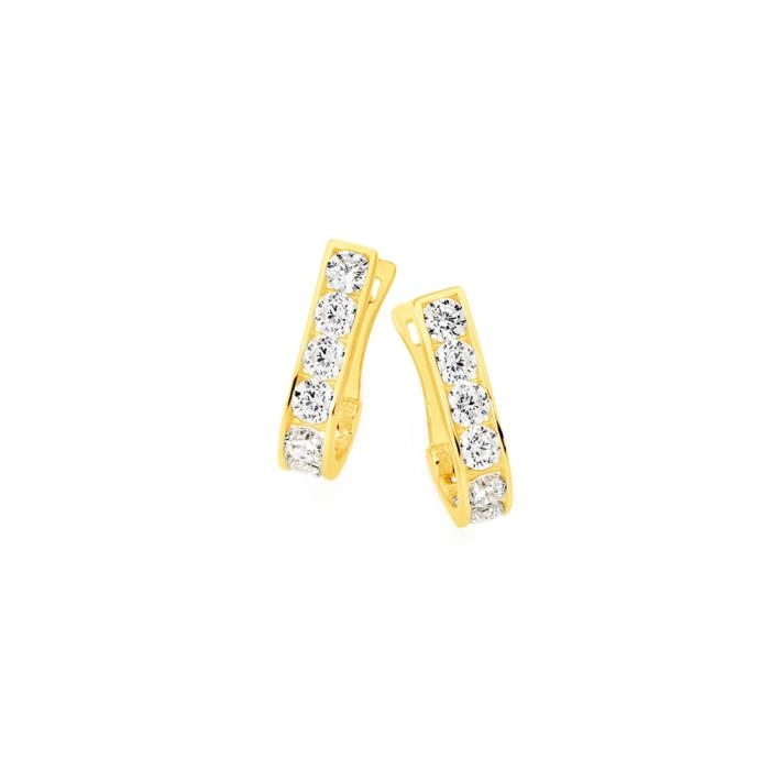 9ct Gold Cubic Zirconia Huggie Earrings