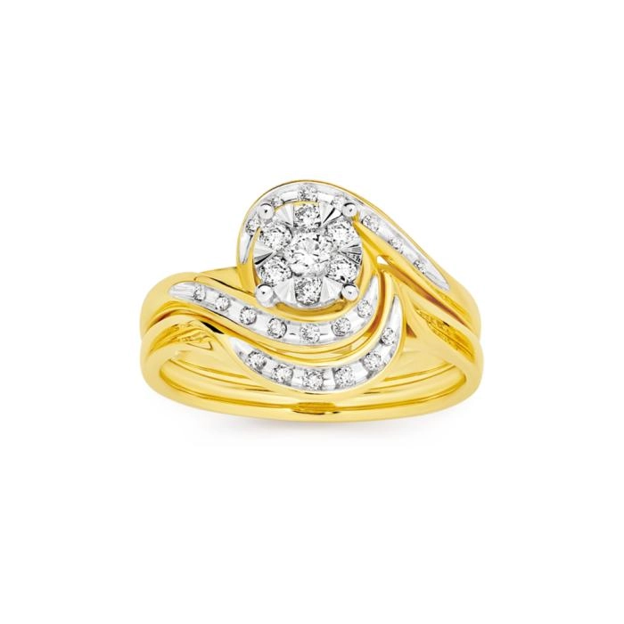 9ct Gold Diamond Bridal Set