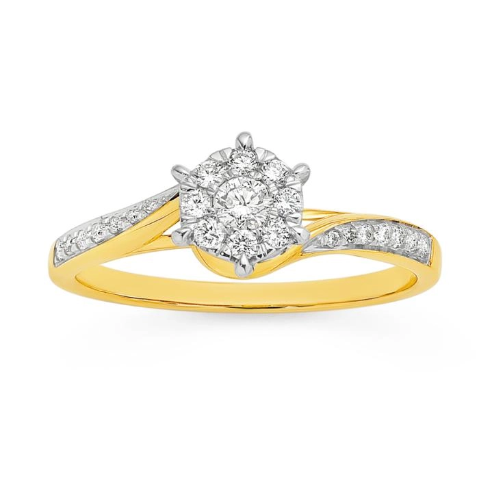 9ct Gold Diamond Cluster Ring