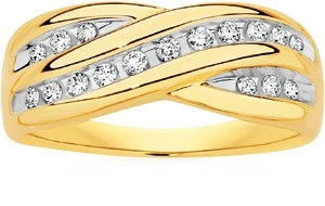 9ct Gold Diamond Crossover Ring