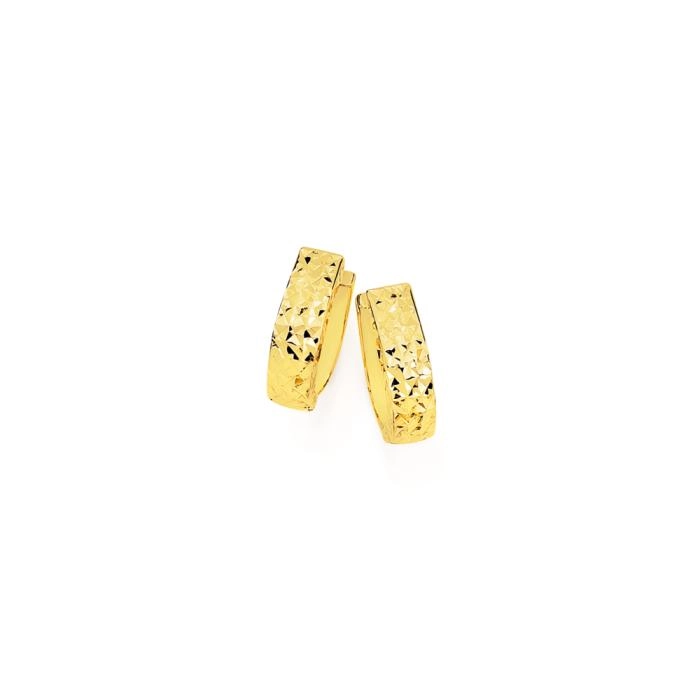 9ct Gold Diamond-cut Huggie Earrings