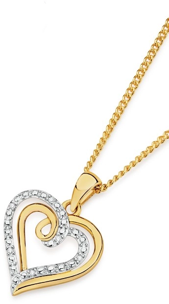 9ct Gold Diamond Heart Pendant