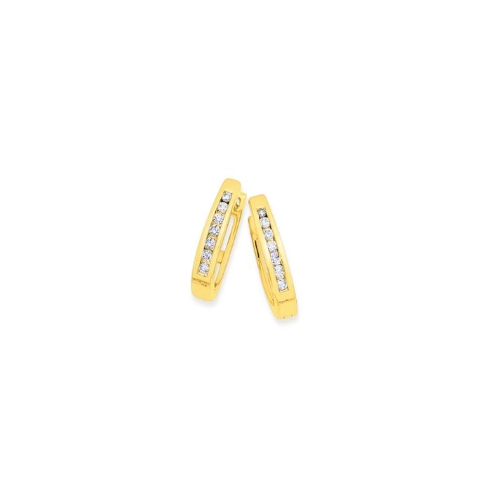 9ct Gold Diamond Huggie Earrings