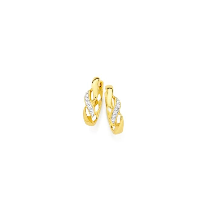 9ct Gold Diamond Infinity Huggie Earrings