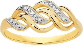 9ct Gold Diamond Intertwined Ring