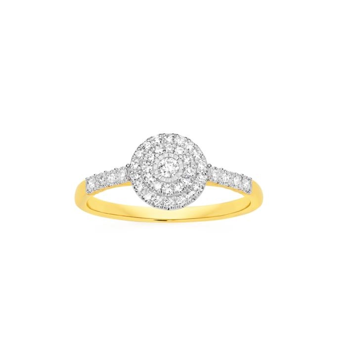 9ct Gold Diamond Round Cluster Ring