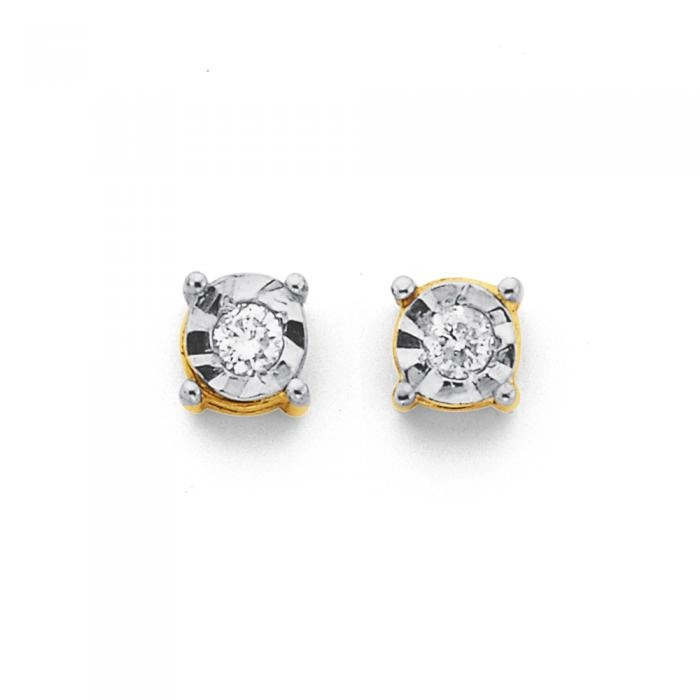 9ct Gold Diamond Stud Earrings