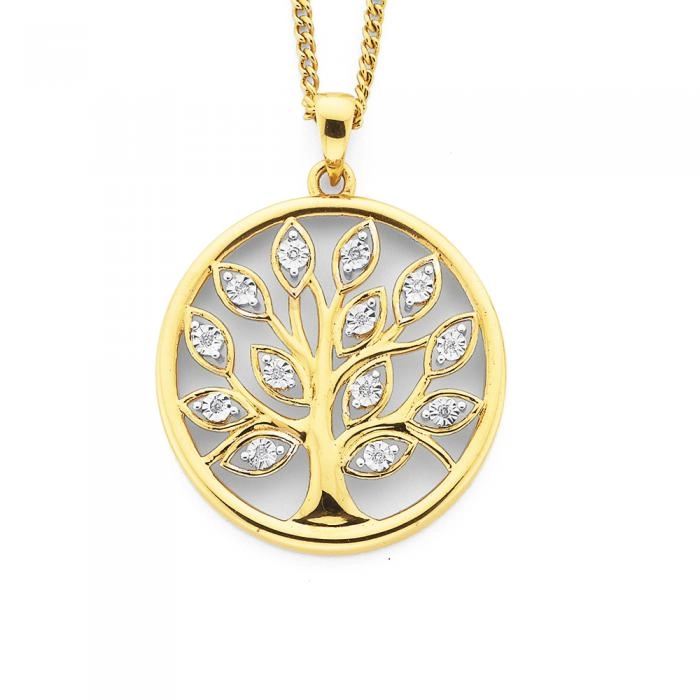 9ct Gold Diamond Tree of Life Pendant