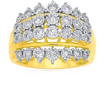 9ct Gold Diamond Wide Dress Ring