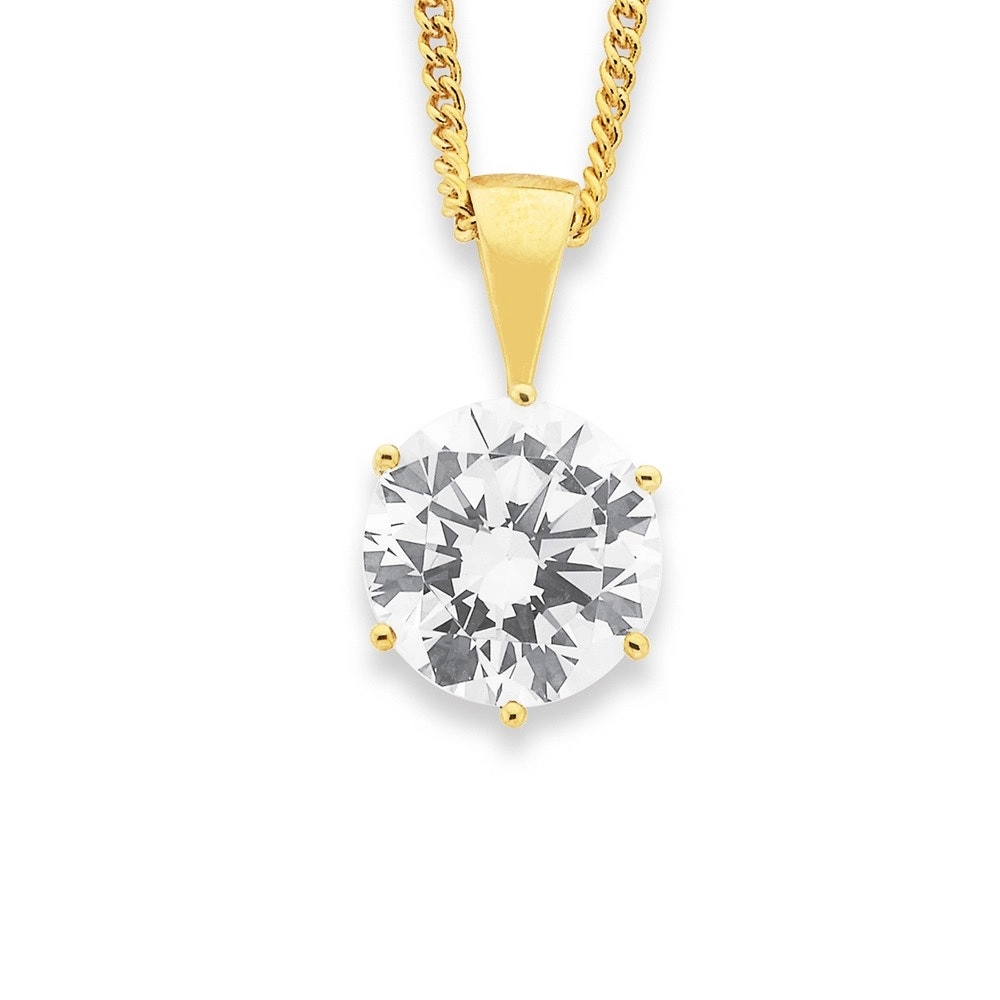 9ct Gold Round Cubic Zirconia Pendant