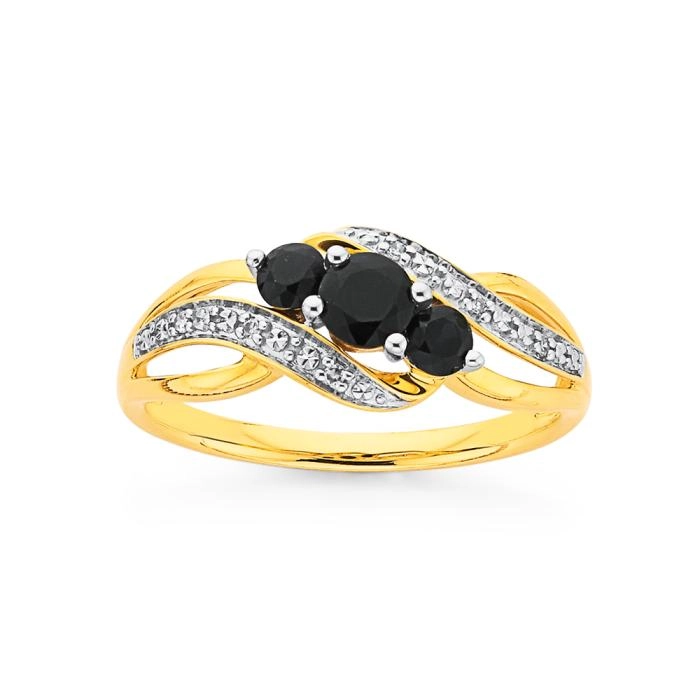 9ct Gold Sapphire & Diamond Ring