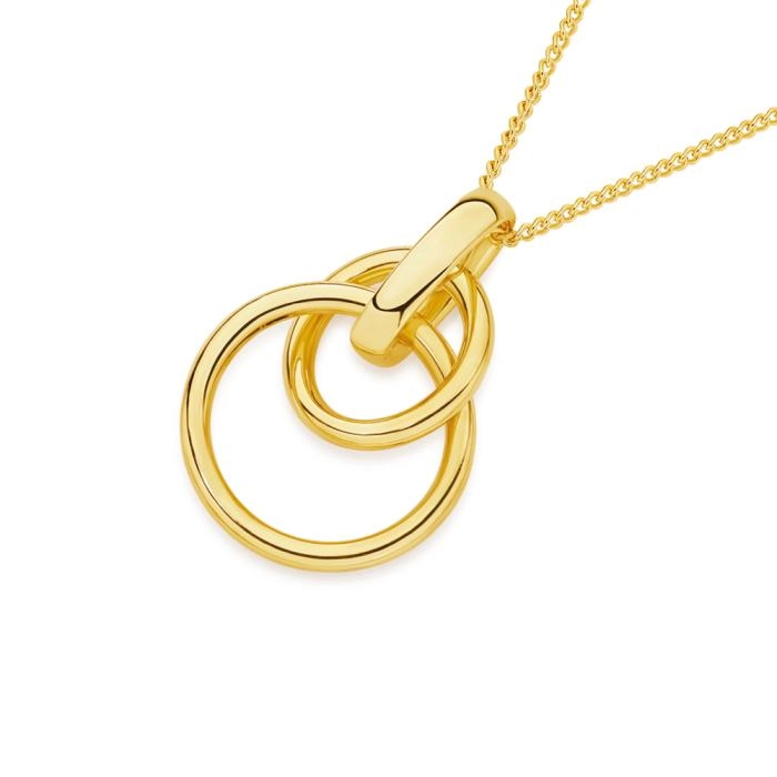 9ct Gold Triple Intertwined Rings Pendant