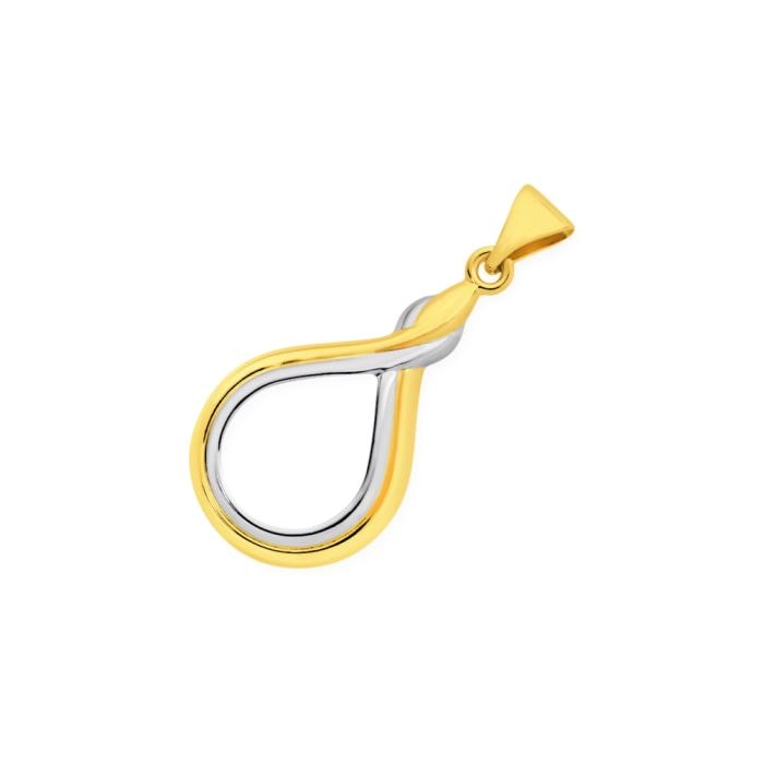 9ct Gold Two Tone Twist Teardrop Pendant