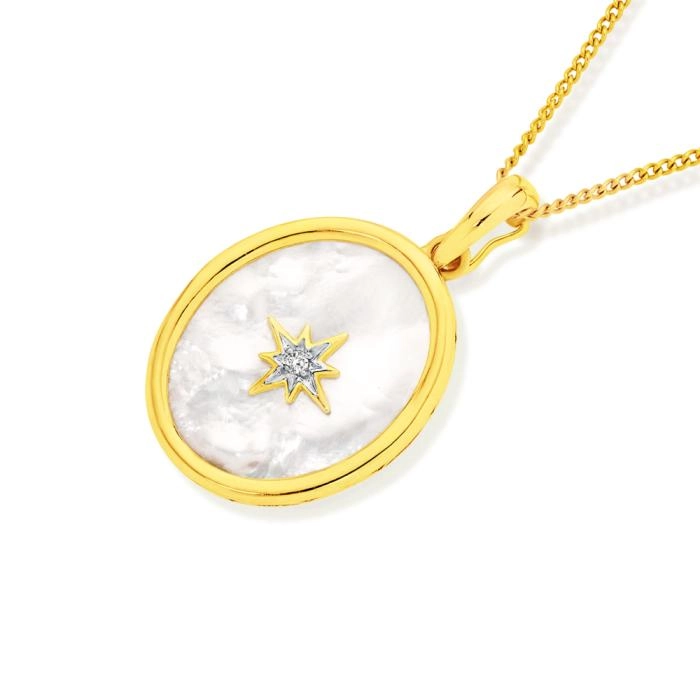 9ct Gold White MOP Oval Enhancer Pendant