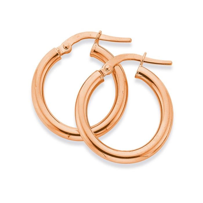 9ct Rose Gold 2.5x15mm Polished Hoop Earrings