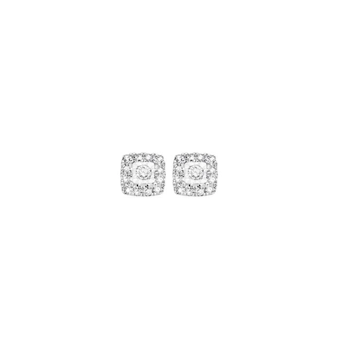 9ct White Gold Diamond Square Stud Earrings