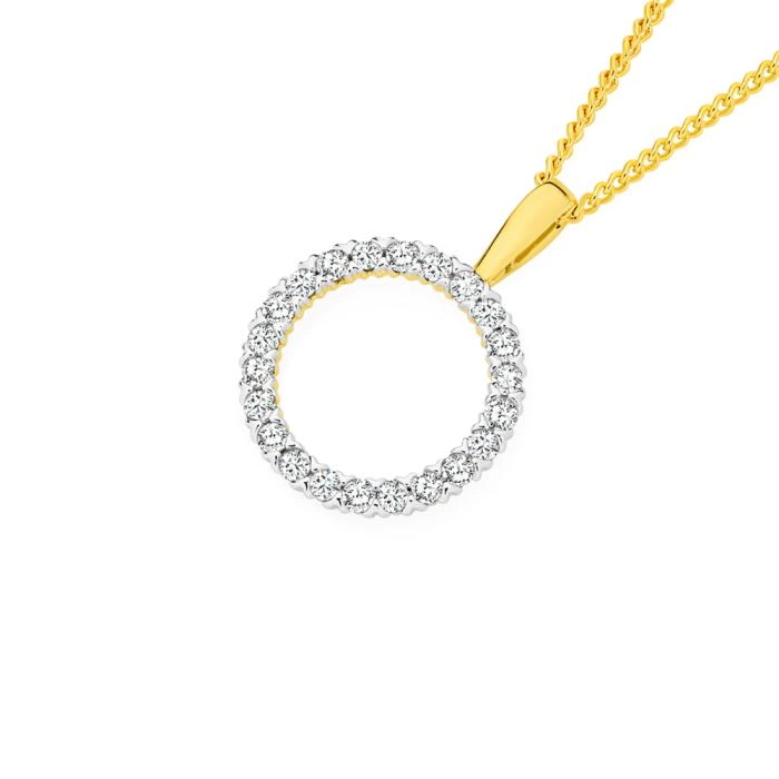 Alora 10ct Gold 1/2 Carat TW Lab Grown Diamond Circle Pendant