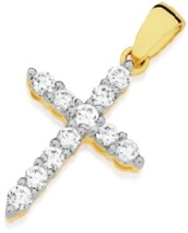 Alora 10ct Gold 1/4 Carat TW Lab Grown Diamond Cross Pendant