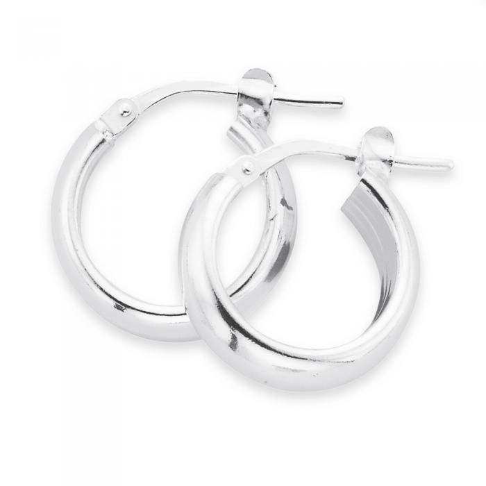 Sterling Silver 10mm Half Round Hoop Earrings