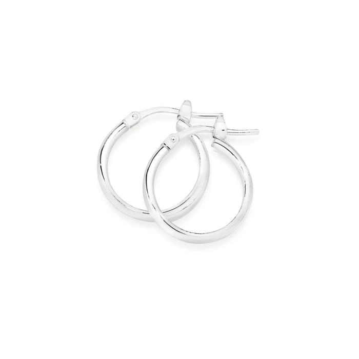 Sterling Silver 12mm Plain Light Tube Hoop Earrings