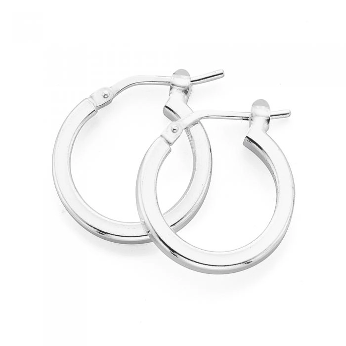 Sterling Silver 12mm Square Edge Hoop Earrings