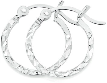 Sterling Silver 1.5x15mm Dia-Cut Square Tube Hoops