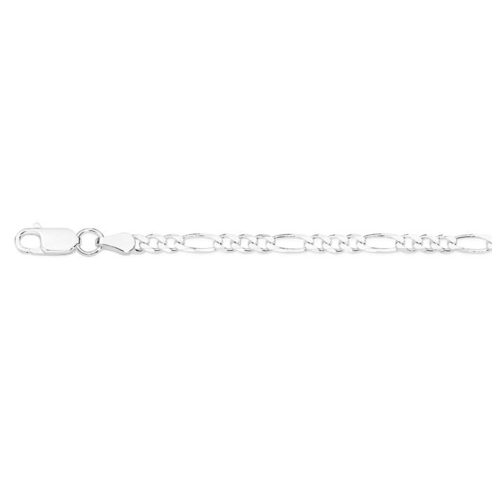 Sterling Silver 19cm 3+1 Diamond-cut Figaro Bracelet