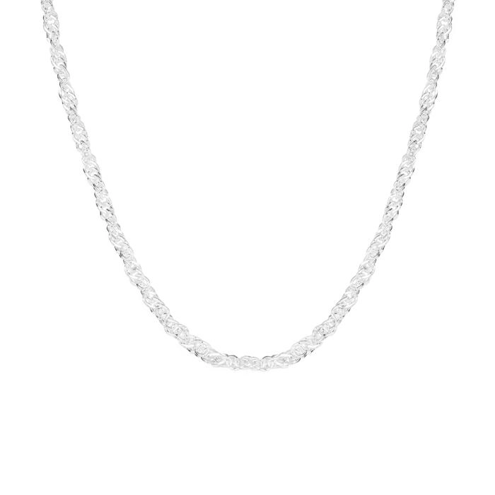 Sterling Silver 45cm Diamond-cut Singapore Chain