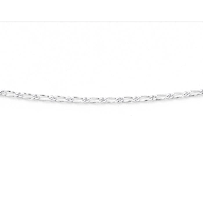 Sterling Silver 45cm Fine 1+1 Figaro Chain