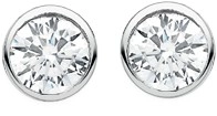 Sterling  Silver 5mm Cubic Zirconia Bezel with Heart Detail Studs