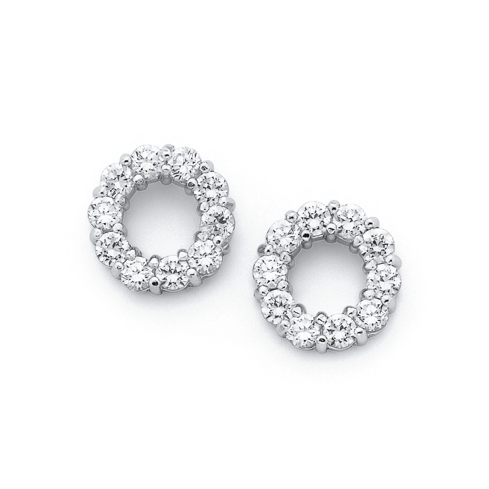 Sterling Silver Cubic Zirconia Circle Studs