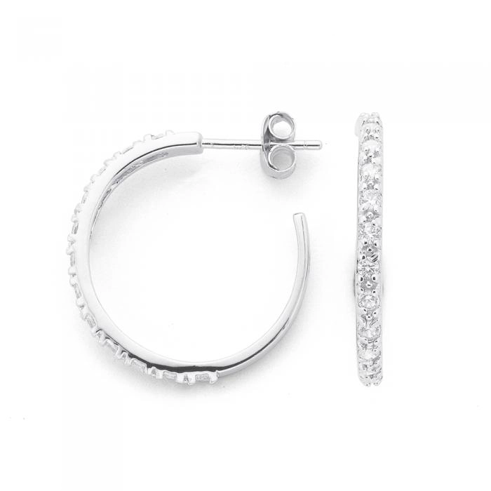 Sterling Silver Cubic Zirconia Hoops 18mm